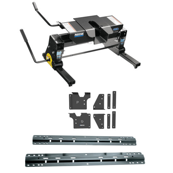 For 2020-2024 GMC Sierra 3500 HD Custom Outboard Above Bed Rail Kit + 16K Fifth Wheel + Square Slider (For 6-1/2' or Shorter Bed, w/o Factory Puck System Models) By Reese