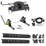 For 2020-2024 Chevrolet Silverado 3500 HD Custom Outboard Above Bed Rail Kit + 20K Fifth Wheel + Square Slider + In-Bed Wiring (For 6-1/2' or Shorter Bed, w/o Factory Puck System Models) By Reese