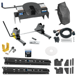 For 2020-2024 Chevrolet Silverado 3500 HD Custom Outboard Above Bed Rail Kit + 20K Fifth Wheel + Square Slider + In-Bed Wiring + King Pin Lock + Base Rail Lock + 10" Lube Plate + Fifth Wheel Cover + Lube (For 6-1/2' or Shorter Bed, w/o Factory Puck S