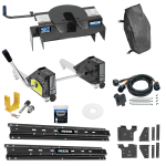 For 2020-2024 Chevrolet Silverado 3500 HD Custom Outboard Above Bed Rail Kit + 20K Fifth Wheel + Round Tube Slider + In-Bed Wiring + King Pin Lock + Base Rail Lock + 10" Lube Plate + Fifth Wheel Cover + Lube (For 6-1/2' or Shorter Bed, w/o Factory Pu