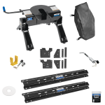 For 2020-2024 GMC Sierra 3500 HD Custom Outboard Above Bed Rail Kit + 20K Fifth Wheel + King Pin Lock + Base Rail Lock + 10" Lube Plate + Fifth Wheel Cover + Lube (For 5'8 or Shorter Bed (Sidewinder Required), w/o Factory Puck System Models) By Reese