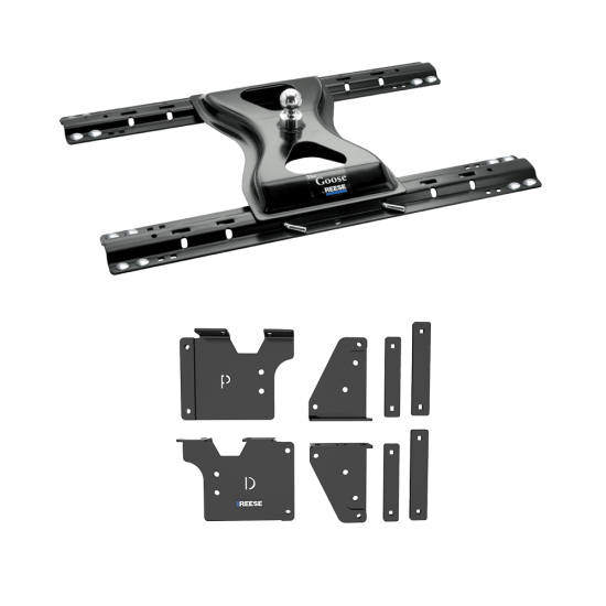 For 2020-2024 GMC Sierra 3500 HD Custom Outboard Above Bed Rail Kit + 25K Reese Gooseneck Hitch (For 5'8 or Shorter Bed (Sidewinder Required), w/o Factory Puck System Models) By Reese