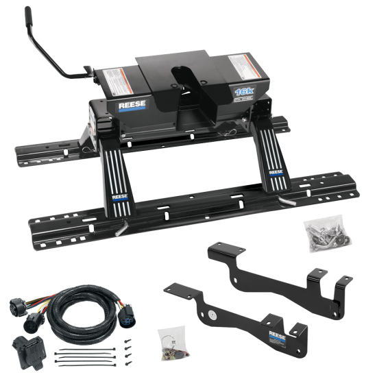 For 2015-2023 Ford F-150 Custom Outboard Above Bed Rail Kit + 16K Fifth Wheel + In-Bed Wiring (For 5'8 or Shorter Bed (Sidewinder Required), Except Raptor or with Ride Height Sensors, w/o Factory Puck System Models) By Reese