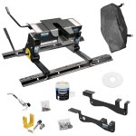 For 2015-2023 Ford F-150 Custom Outboard Above Bed Rail Kit + 16K Fifth Wheel + Square Slider + King Pin Lock + Base Rail Lock + 10" Lube Plate + Fifth Wheel Cover + Lube (For 6-1/2' or Shorter Bed, Except Raptor or with Ride Height Sensors, w/o Fact