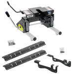 For 2015-2023 Ford F-150 Custom Outboard Above Bed Rail Kit + 16K Fifth Wheel + Round Tube Slider (For 6-1/2' or Shorter Bed, Except Raptor or with Ride Height Sensors, w/o Factory Puck System Models) By Reese