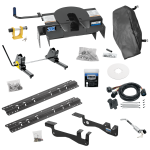 For 2015-2023 Ford F-150 Custom Outboard Above Bed Rail Kit + 20K Fifth Wheel + Square Slider + King Pin Lock + Base Rail Lock + 10" Lube Plate + Fifth Wheel Cover + Lube (For 6-1/2' or Shorter Bed, Except Raptor or with Ride Height Sensors, w/o Fact