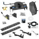 For 2015-2023 Ford F-150 Custom Outboard Above Bed Rail Kit + 20K Fifth Wheel + Round Tube Slider + King Pin Lock + Base Rail Lock + 10" Lube Plate + Fifth Wheel Cover + Lube (For 6-1/2' or Shorter Bed, Except Raptor or with Ride Height Sensors, w/o 