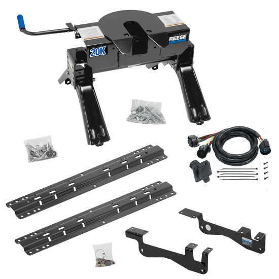 For 2015-2023 Ford F-150 Custom Outboard Above Bed Rail Kit + 20K Fifth Wheel + In-Bed Wiring (For 5'8 or Shorter Bed (Sidewinder Required), Except Raptor or with Ride Height Sensors, w/o Factory Puck System Models) By Reese