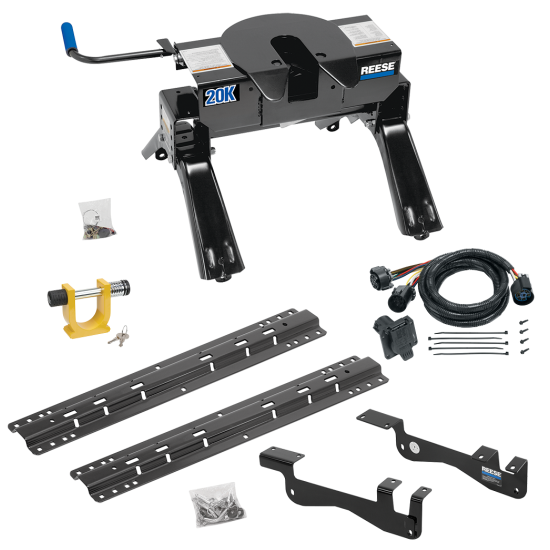 For 2015-2023 Ford F-150 Custom Outboard Above Bed Rail Kit + 20K Fifth Wheel + In-Bed Wiring + King Pin Lock (For 5'8 or Shorter Bed (Sidewinder Required), Except Raptor or with Ride Height Sensors, w/o Factory Puck System Models) By Reese