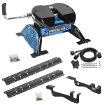 For 2015-2023 Ford F-150 Custom Outboard Above Bed Rail Kit + Reese M5 27K Fifth Wheel + In-Bed Wiring (For 5'8 or Shorter Bed (Sidewinder Required), Except Raptor or with Ride Height Sensors, w/o Factory Puck System Models) By Reese