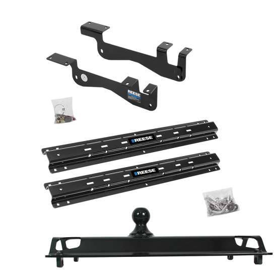 For 2015-2023 Ford F-150 Custom Outboard Above Bed Rail Kit + 25K Pro Series Gooseneck Hitch (For 6-1/2' and 8 foot Bed, Except Raptor or with Ride Height Sensors, w/o Factory Puck System Models) By Reese