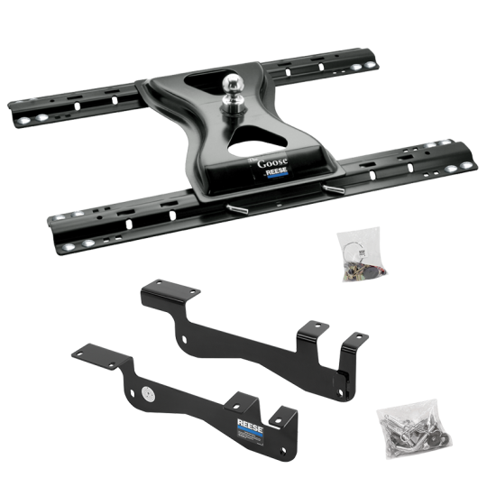 For 2015-2023 Ford F-150 Custom Outboard Above Bed Rail Kit + 25K Reese Gooseneck Hitch (For 6-1/2' and 8 foot Bed, Except Raptor or with Ride Height Sensors, w/o Factory Puck System Models) By Reese