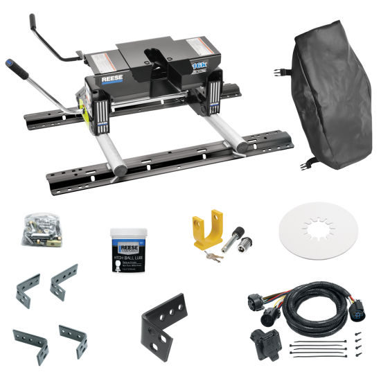 For 2002-2008 Dodge Ram 1500 Industry Standard Semi-Custom Above Bed Rail Kit + 16K Fifth Wheel + Round Tube Slider + In-Bed Wiring + King Pin Lock + Base Rail Lock + 10" Lube Plate + Fifth Wheel Cover + Lube (For 6-1/2' or Shorter Bed, w/o Factory P