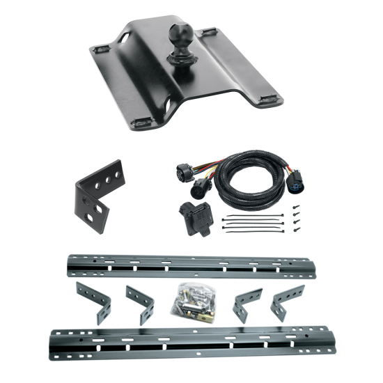 For 2002-2008 Dodge Ram 1500 Industry Standard Semi-Custom Above Bed Rail Kit + 25K Pro Series Gooseneck Hitch + In-Bed Wiring (For 5'8 or Shorter Bed (Sidewinder Required), w/o Factory Puck System Models) By Reese