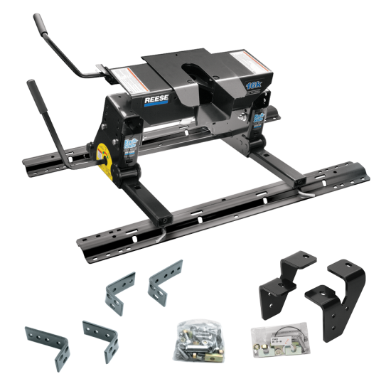 For 2003-2010 Dodge Ram 2500 Industry Standard Semi-Custom Above Bed Rail Kit + 16K Fifth Wheel + Square Slider (For 6-1/2' or Shorter Bed, w/Overload Springs, w/o Factory Puck System Models) By Reese