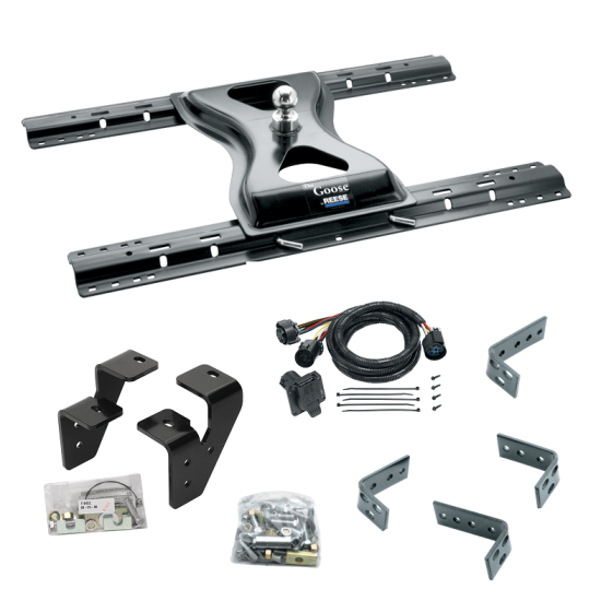 For 2011-2012 RAM 2500 Industry Standard Semi-Custom Above Bed Rail Kit + 25K Reese Gooseneck Hitch + In-Bed Wiring (For 5'8 or Shorter Bed (Sidewinder Required), w/Overload Springs, w/o Factory Puck System Models) By Reese