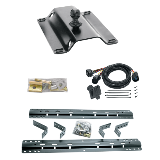 For 2007-2021 Toyota Tundra Industry Standard Semi-Custom Above Bed Rail Kit + 25K Pro Series Gooseneck Hitch + In-Bed Wiring (For 6-1/2' and 8 foot Bed, w/o Factory Puck System Models) By Reese