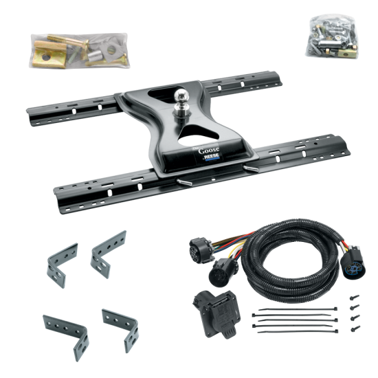 For 2007-2021 Toyota Tundra Industry Standard Semi-Custom Above Bed Rail Kit + 25K Reese Gooseneck Hitch + In-Bed Wiring (For 6-1/2' and 8 foot Bed, w/o Factory Puck System Models) By Reese