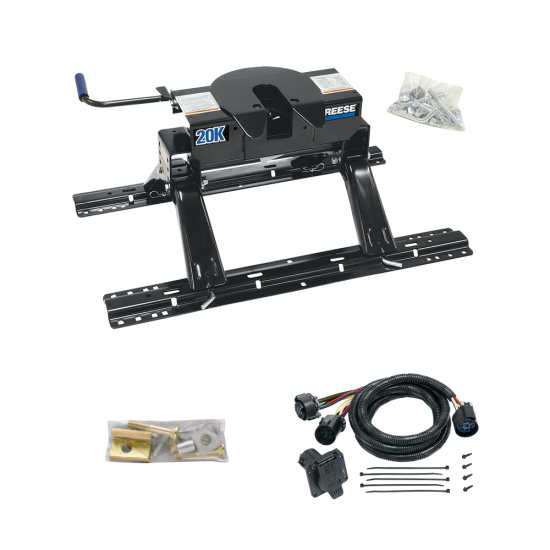 For 2007-2021 Toyota Tundra Industry Standard Semi-Custom Above Bed Rail Kit + 20K Fifth Wheel + In-Bed Wiring (For 5'8 or Shorter Bed (Sidewinder Required), w/o Factory Puck System Models) By Reese