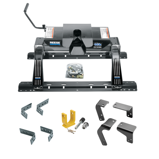 For 2013-2018 RAM 1500 Industry Standard Semi-Custom Above Bed Rail Kit + 16K Fifth Wheel + King Pin Lock (For 5'8 or Shorter Bed (Sidewinder Required), Except w/Air Suspension or w/ECODiesel Engine, w/o Factory Puck System Models) By Reese