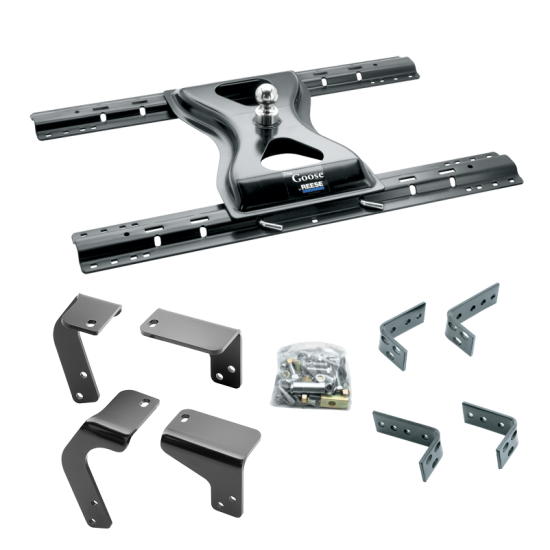 For 2013-2018 RAM 1500 Industry Standard Semi-Custom Above Bed Rail Kit + 25K Reese Gooseneck Hitch (For 6-1/2' and 8 foot Bed, Except w/Air Suspension or w/ECODiesel Engine, w/o Factory Puck System Models) By Reese