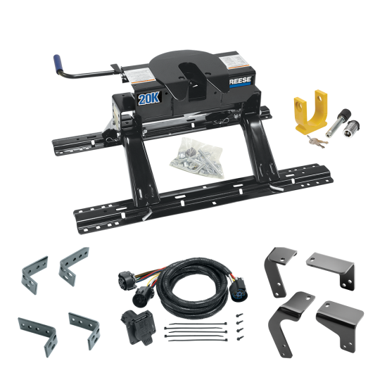 For 2013-2018 RAM 1500 Industry Standard Semi-Custom Above Bed Rail Kit + 20K Fifth Wheel + In-Bed Wiring + King Pin Lock (For 5'8 or Shorter Bed (Sidewinder Required), Except w/Air Suspension or w/ECODiesel Engine, w/o Factory Puck System Models) By Rees