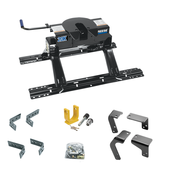 For 2013-2018 RAM 1500 Industry Standard Semi-Custom Above Bed Rail Kit + 20K Fifth Wheel + King Pin Lock (For 5'8 or Shorter Bed (Sidewinder Required), Except w/Air Suspension or w/ECODiesel Engine, w/o Factory Puck System Models) By Reese