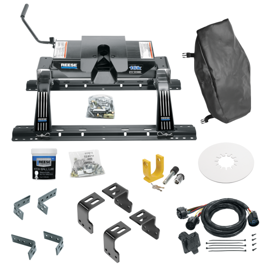 For 2004-2014 Ford F-150 Industry Standard Semi-Custom Above Bed Rail Kit + 16K Fifth Wheel + In-Bed Wiring + King Pin Lock + Base Rail Lock + 10" Lube Plate + Fifth Wheel Cover + Lube (For 5'8 or Shorter Bed (Sidewinder Required), w/o Factory Puck S