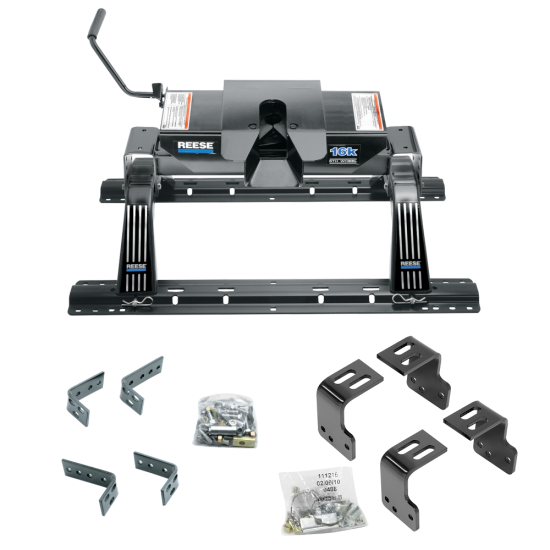 For 2004-2014 Ford F-150 Industry Standard Semi-Custom Above Bed Rail Kit + 16K Fifth Wheel (For 6-1/2' and 8 foot Bed, w/o Factory Puck System Models) By Reese