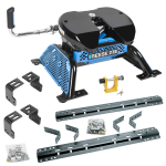 For 2004-2014 Ford F-150 Industry Standard Semi-Custom Above Bed Rail Kit + Reese M5 27K Fifth Wheel + In-Bed Wiring + King Pin Lock (For 5'8 or Shorter Bed (Sidewinder Required), w/o Factory Puck System Models) By Reese