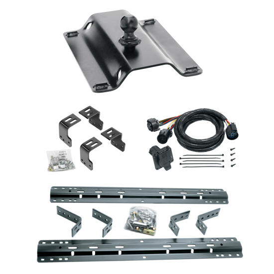 For 2004-2014 Ford F-150 Industry Standard Semi-Custom Above Bed Rail Kit + 25K Pro Series Gooseneck Hitch + In-Bed Wiring (For 6-1/2' and 8 foot Bed, w/o Factory Puck System Models) By Reese