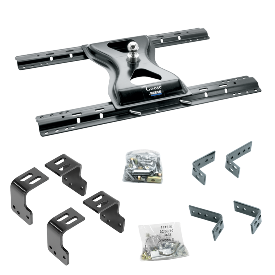 For 2004-2014 Ford F-150 Industry Standard Semi-Custom Above Bed Rail Kit + 25K Reese Gooseneck Hitch (For 6-1/2' and 8 foot Bed, w/o Factory Puck System Models) By Reese