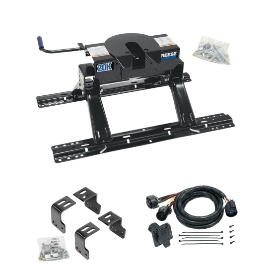 For 2004-2014 Ford F-150 Industry Standard Semi-Custom Above Bed Rail Kit + 20K Fifth Wheel + In-Bed Wiring (For 6-1/2' and 8 foot Bed, w/o Factory Puck System Models) By Reese