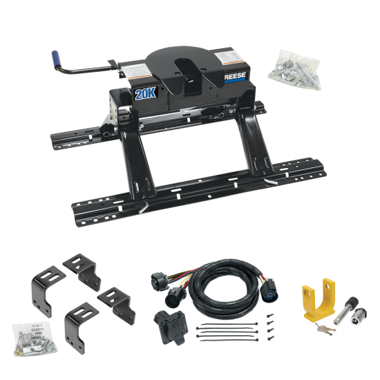 For 2004-2014 Ford F-150 Industry Standard Semi-Custom Above Bed Rail Kit + 20K Fifth Wheel + In-Bed Wiring + King Pin Lock (For 5'8 or Shorter Bed (Sidewinder Required), w/o Factory Puck System Models) By Reese