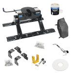 For 2004-2014 Ford F-150 Industry Standard Semi-Custom Above Bed Rail Kit + 20K Fifth Wheel + King Pin Lock + Base Rail Lock + 10" Lube Plate + Fifth Wheel Cover + Lube (For 5'8 or Shorter Bed (Sidewinder Required), w/o Factory Puck System Models) By