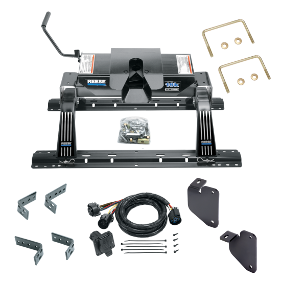 For 2013-2024 RAM 3500 Industry Standard Semi-Custom Above Bed Rail Kit + 16K Fifth Wheel + In-Bed Wiring (For 5'8 or Shorter Bed (Sidewinder Required), w/o Factory Puck System Models) By Reese