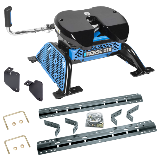 For 2013-2024 RAM 3500 Industry Standard Semi-Custom Above Bed Rail Kit + Reese M5 27K Fifth Wheel (For 6-1/2' and 8 foot Bed, w/o Factory Puck System Models) By Reese