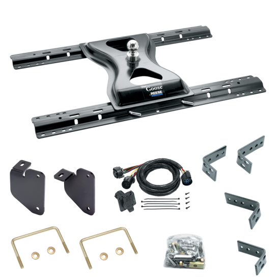 For 2013-2024 RAM 3500 Industry Standard Semi-Custom Above Bed Rail Kit + 25K Reese Gooseneck Hitch + In-Bed Wiring (For 6-1/2' and 8 foot Bed, w/o Factory Puck System Models) By Reese