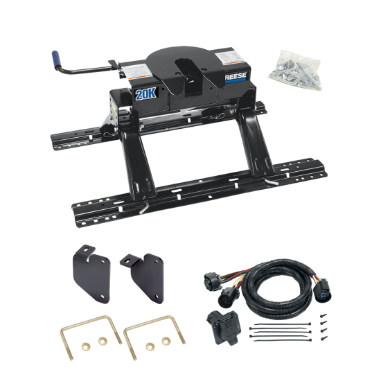 For 2013-2024 RAM 3500 Industry Standard Semi-Custom Above Bed Rail Kit + 20K Fifth Wheel + In-Bed Wiring (For 5'8 or Shorter Bed (Sidewinder Required), w/o Factory Puck System Models) By Reese