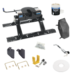 For 2013-2024 RAM 3500 Industry Standard Semi-Custom Above Bed Rail Kit + 20K Fifth Wheel + King Pin Lock + Base Rail Lock + 10" Lube Plate + Fifth Wheel Cover + Lube (For 5'8 or Shorter Bed (Sidewinder Required), w/o Factory Puck System Models) By R