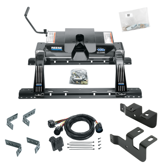 For 2014-2024 RAM 2500 Industry Standard Semi-Custom Above Bed Rail Kit + 16K Fifth Wheel + In-Bed Wiring (For 5'8 or Shorter Bed (Sidewinder Required), w/o Factory Puck System Models) By Reese