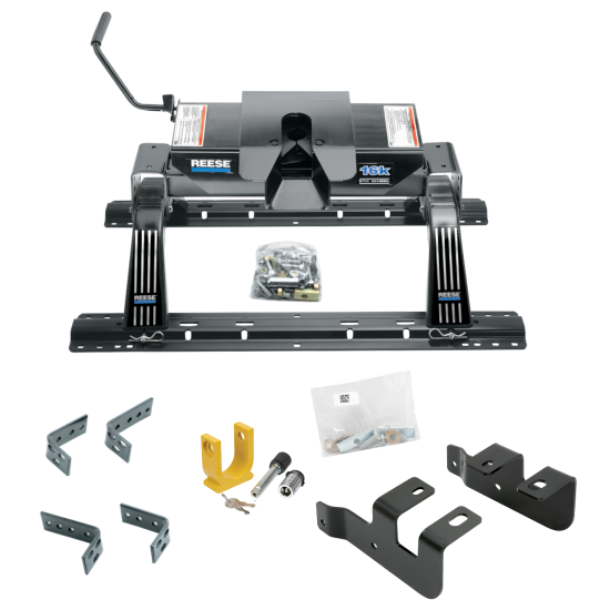 For 2014-2024 RAM 2500 Industry Standard Semi-Custom Above Bed Rail Kit + 16K Fifth Wheel + King Pin Lock (For 6-1/2' and 8 foot Bed, w/o Factory Puck System Models) By Reese