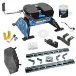 For 2014-2024 RAM 2500 Industry Standard Semi-Custom Above Bed Rail Kit + Reese M5 20K Fifth Wheel + In-Bed Wiring + King Pin Lock + Base Rail Lock + 10" Lube Plate + Fifth Wheel Cover + Lube (For 5'8 or Shorter Bed (Sidewinder Required), w/o Factory