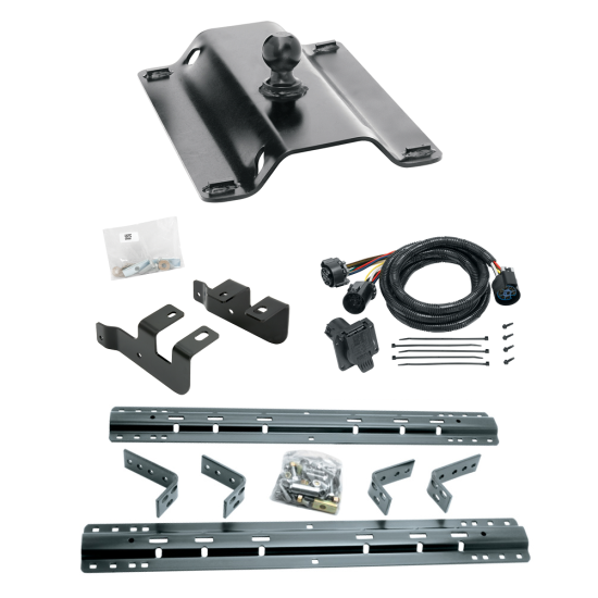 For 2014-2024 RAM 2500 Industry Standard Semi-Custom Above Bed Rail Kit + 25K Pro Series Gooseneck Hitch + In-Bed Wiring (For 6-1/2' and 8 foot Bed, w/o Factory Puck System Models) By Reese