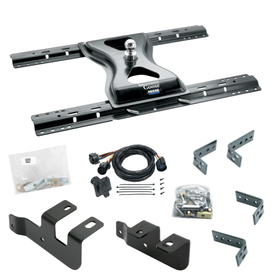 For 2014-2024 RAM 2500 Industry Standard Semi-Custom Above Bed Rail Kit + 25K Reese Gooseneck Hitch + In-Bed Wiring (For 5'8 or Shorter Bed (Sidewinder Required), w/o Factory Puck System Models) By Reese