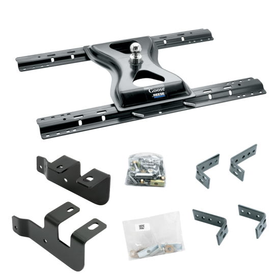 For 2014-2024 RAM 2500 Industry Standard Semi-Custom Above Bed Rail Kit + 25K Reese Gooseneck Hitch (For 5'8 or Shorter Bed (Sidewinder Required), w/o Factory Puck System Models) By Reese