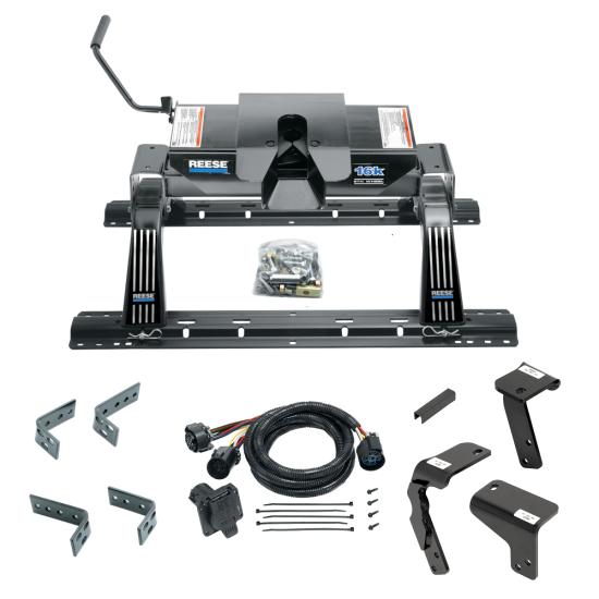 For 2014-2018 RAM 1500 Industry Standard Semi-Custom Above Bed Rail Kit + 16K Fifth Wheel + In-Bed Wiring (For 6-1/2' and 8 foot Bed, Except w/Air Suspension, w/o Factory Puck System Models) By Reese