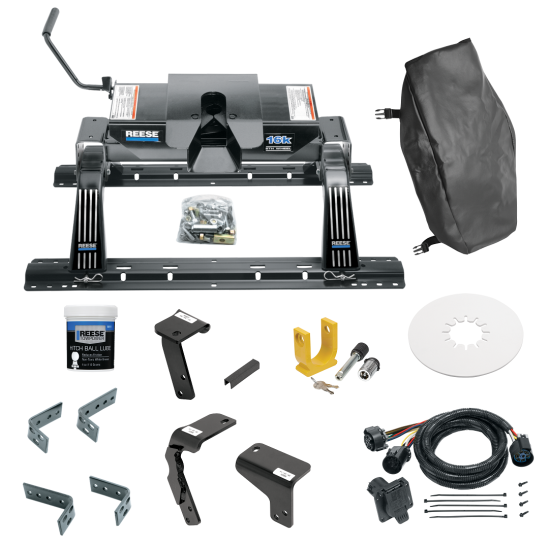 For 2019-2024 RAM 1500 Classic Industry Standard Semi-Custom Above Bed Rail Kit + 16K Fifth Wheel + In-Bed Wiring + King Pin Lock + Base Rail Lock + 10" Lube Plate + Fifth Wheel Cover + Lube (For 5'8 or Shorter Bed (Sidewinder Required), Except w/Air