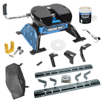 For 2014-2018 RAM 1500 Industry Standard Semi-Custom Above Bed Rail Kit + Reese M5 20K Fifth Wheel + In-Bed Wiring + King Pin Lock + Base Rail Lock + 10" Lube Plate + Fifth Wheel Cover + Lube (For 5'8 or Shorter Bed (Sidewinder Required), Except w/Ai