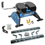 For 2015-2020 Ford F-150 Industry Standard Semi-Custom Above Bed Rail Kit + Reese M5 20K Fifth Wheel + In-Bed Wiring + King Pin Lock (For 5'8 or Shorter Bed (Sidewinder Required), Except Raptor, w/o Factory Puck System Models) By Reese